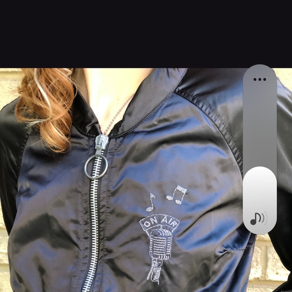 Women Miss Sixty Black Satin Jacket with pink Embroidery. Very Rare And Cute